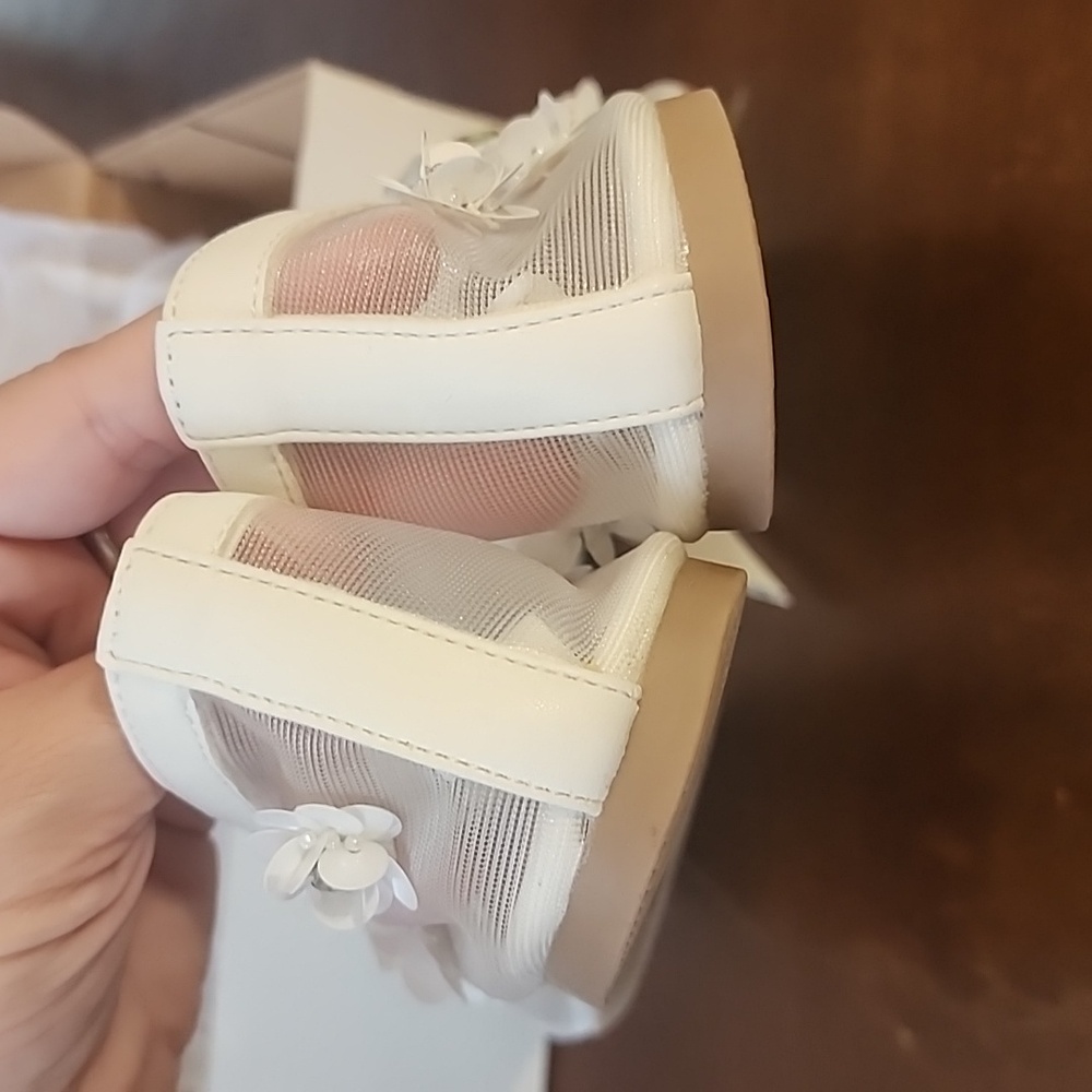 A New Day Everly - White Mary Jane Flats with Sequins Floral Details - Picture 10 of 13